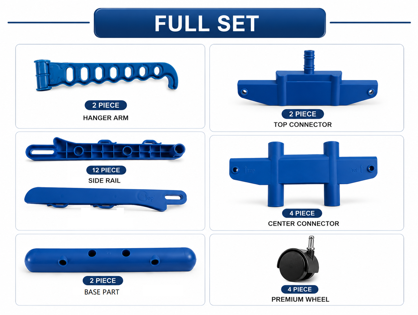 3 tier cloth drying stand plastic parts – complete PP/PPCP component set